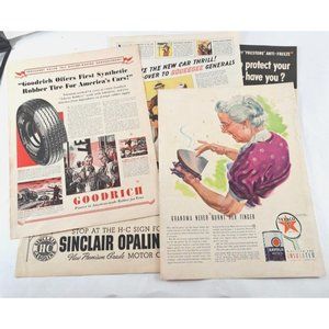 VTG Automotive Print Ads Lot Of 5 Goodrich Texaco Prestone 1940s Garage Art